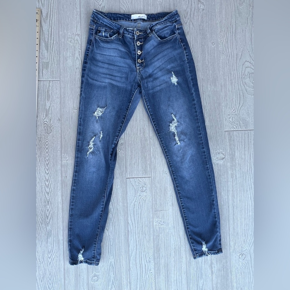Kancan Distressed Exposed Button Fly Jean Skinny Jeggings Size 9